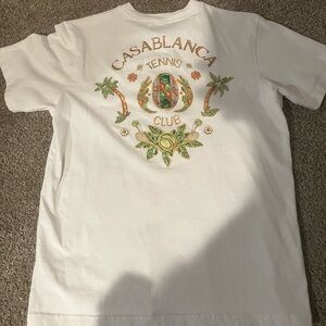 White Short Sleeve Tee with Vibrant Floral Design